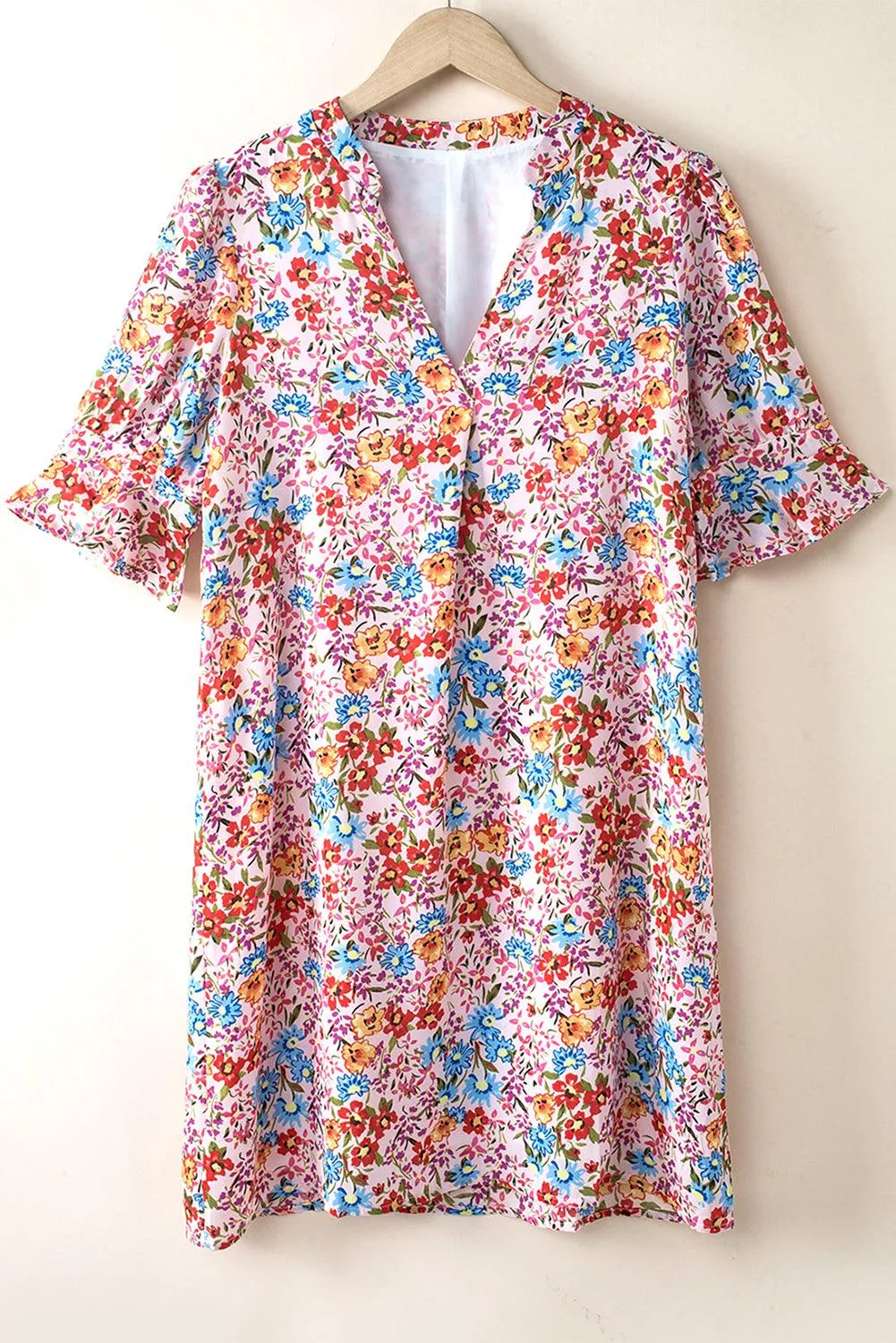 Boho Floral Flutter Sleeve Mini Dress