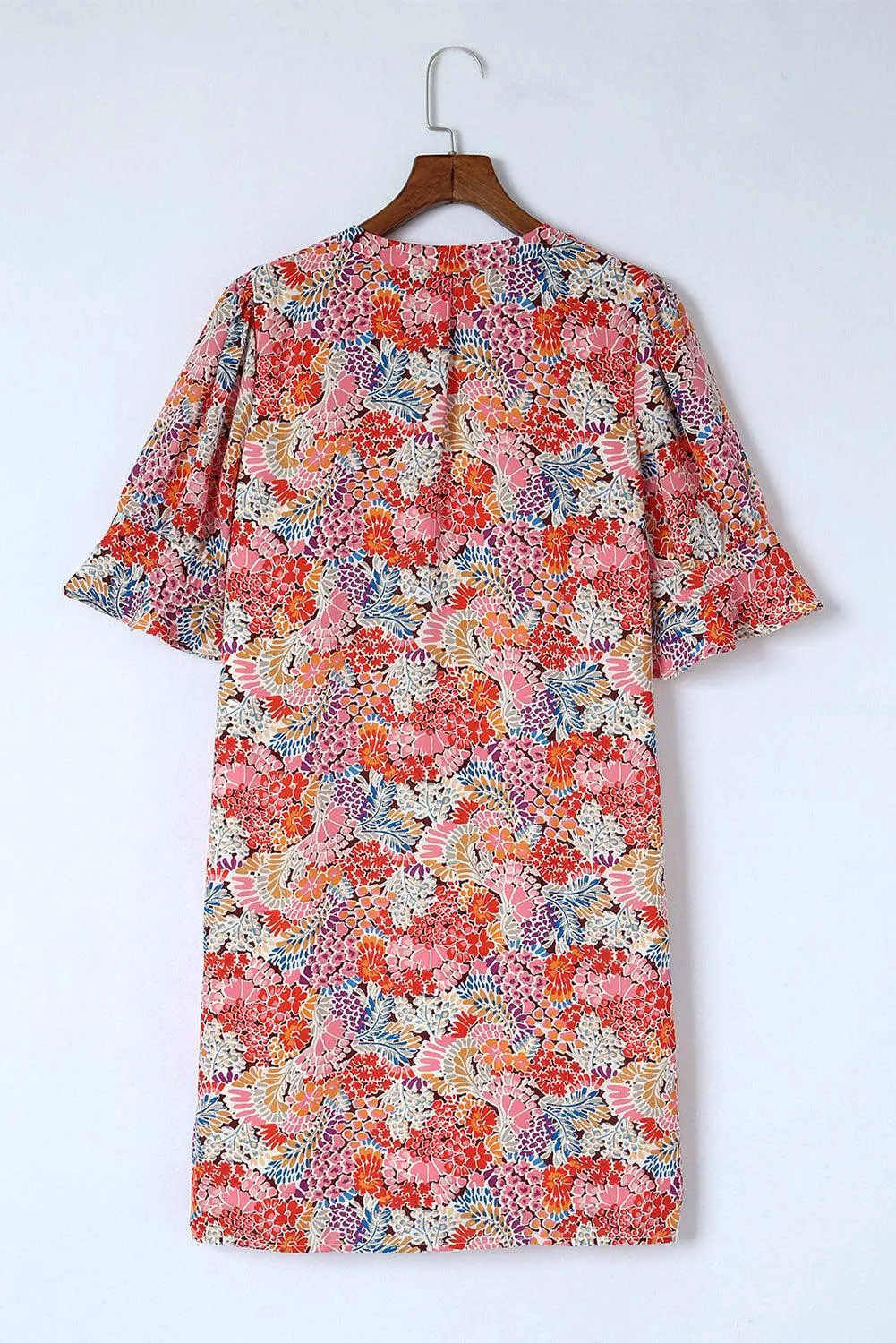 Boho Floral Flutter Sleeve Mini Dress