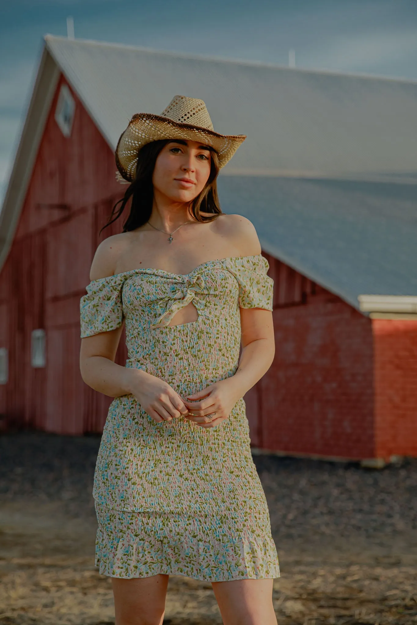Boho Floral Print Midi Dress