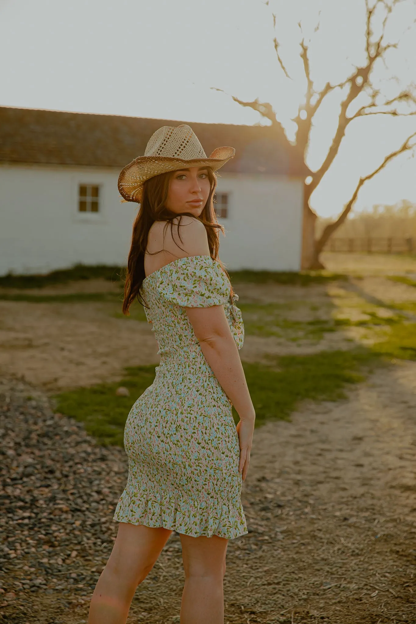 Boho Floral Print Midi Dress