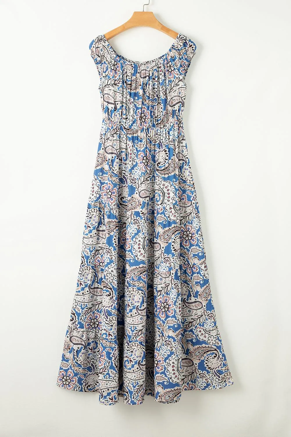 Boho Paisley Off Shoulder Maxi Dress
