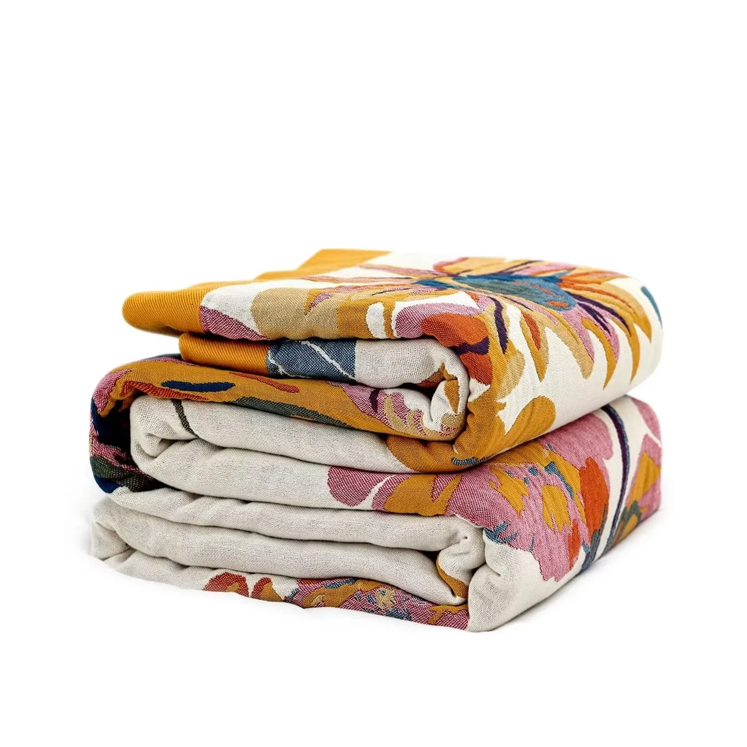 Boho Throw Blanket - 100% Cotton Ultra Soft Bed Throw Large - Fall Blanket Floral Bird and Butterfly Farmhouse Decor Bed Blankets,60"×80" All Season Blanket for Sofa Couch Chair