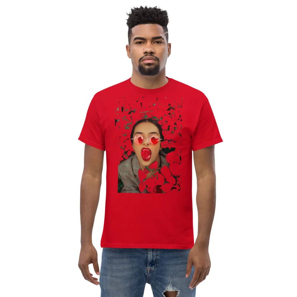 Bold Red Women's Graffiti Face Print Heavyweight Tee