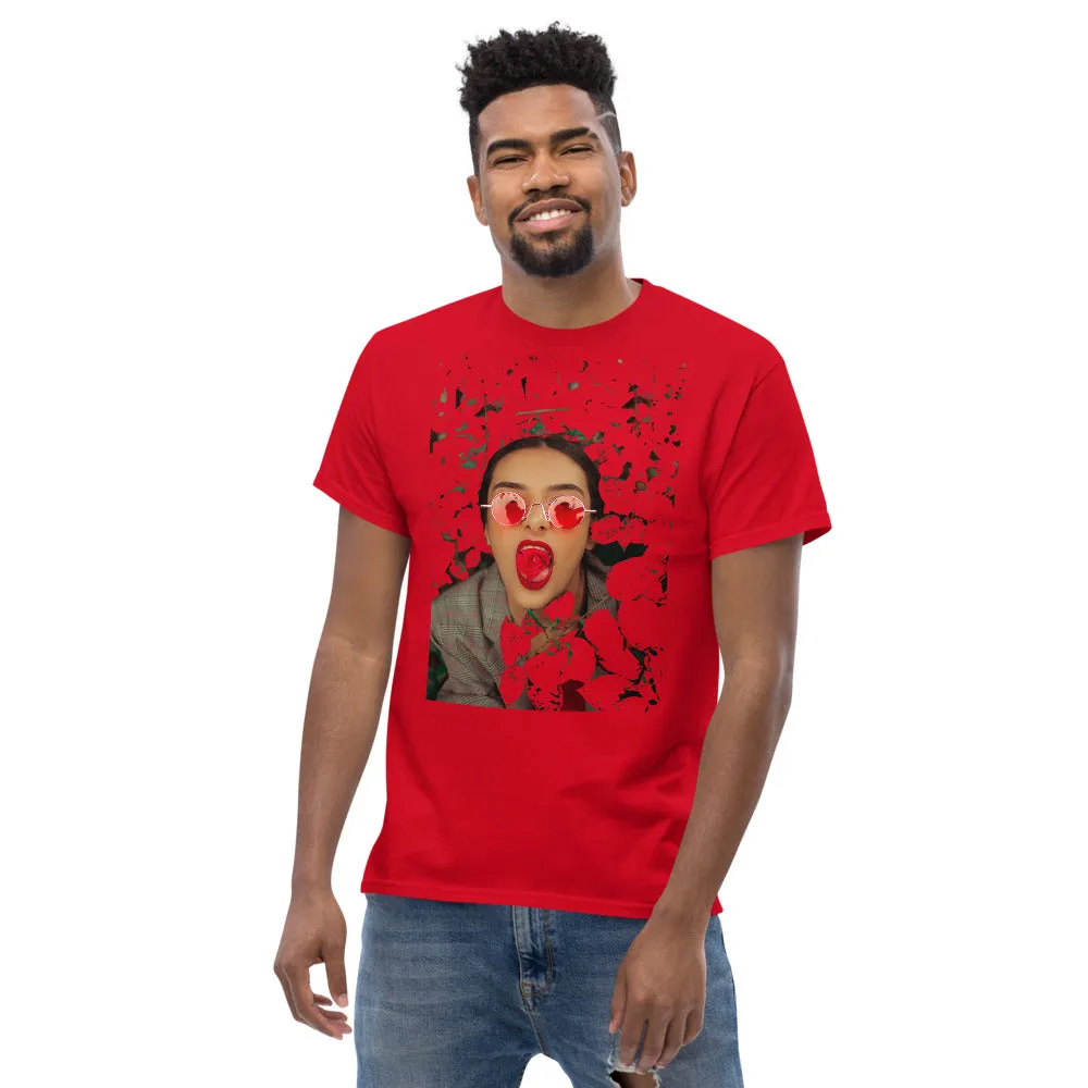 Bold Red Women's Graffiti Face Print Heavyweight Tee