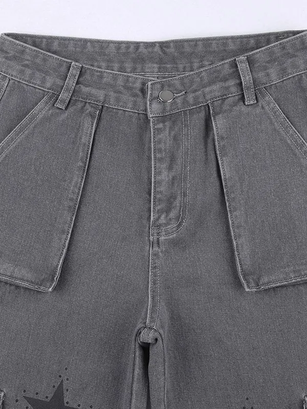 Boyfriend Cargo Jeans mit Sternenmotiv