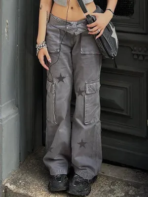 Boyfriend Cargo Jeans mit Sternenmotiv