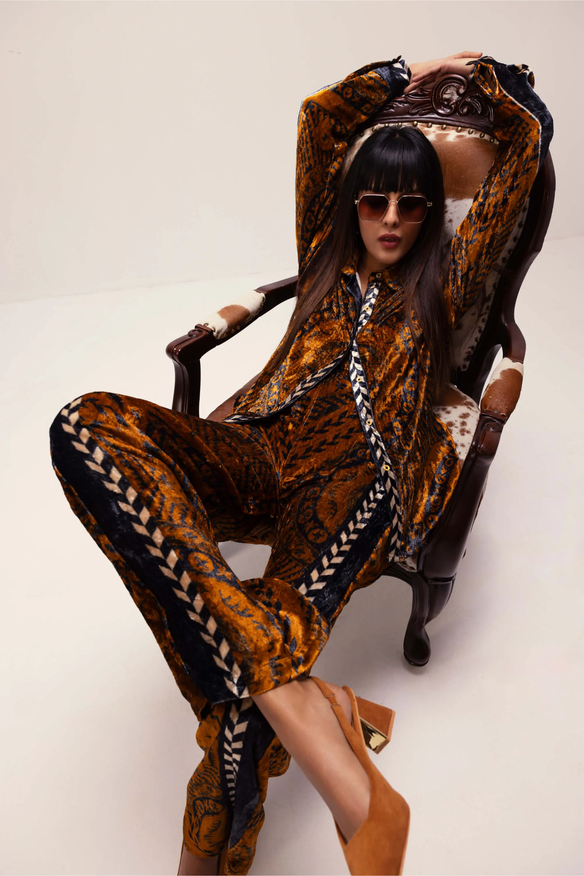 Brown nikita velvet co-ord set