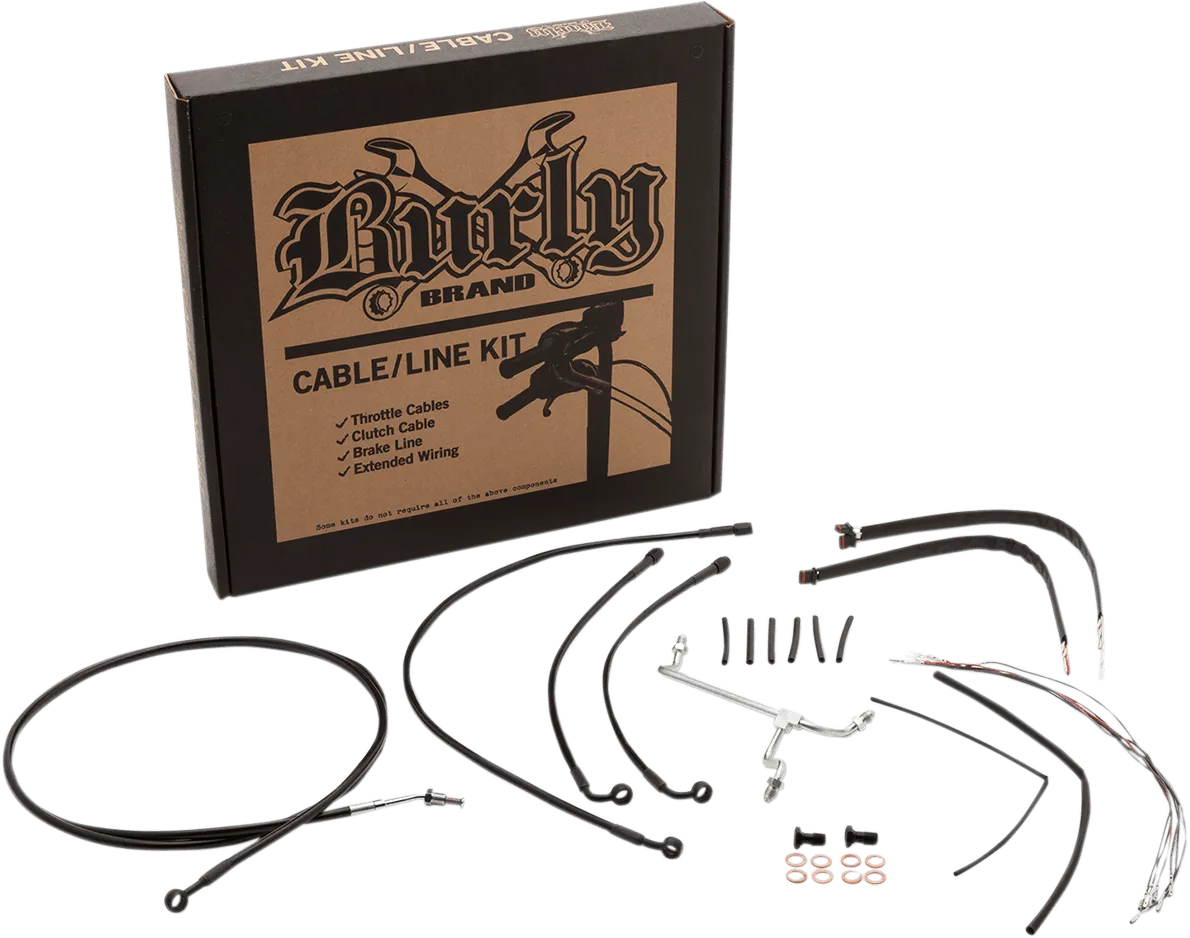 Burly Brand B30-1012 Extended Cable/Brake Line Kit for 14in. Ape Handlebars - Black Vinyl