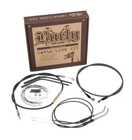 Burly Brand B30-1012 Extended Cable/Brake Line Kit for 14in. Ape Handlebars - Black Vinyl