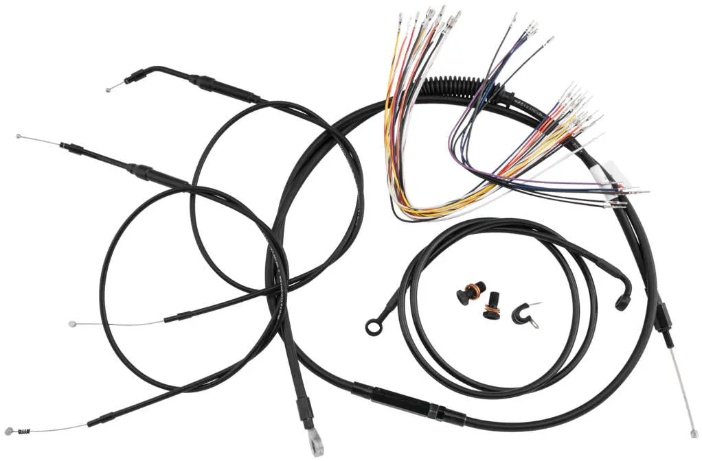 Burly Brand B30-1043 Extended Cable/Brake Line Kit for 14in. Ape Handlebars - Black Vinyl