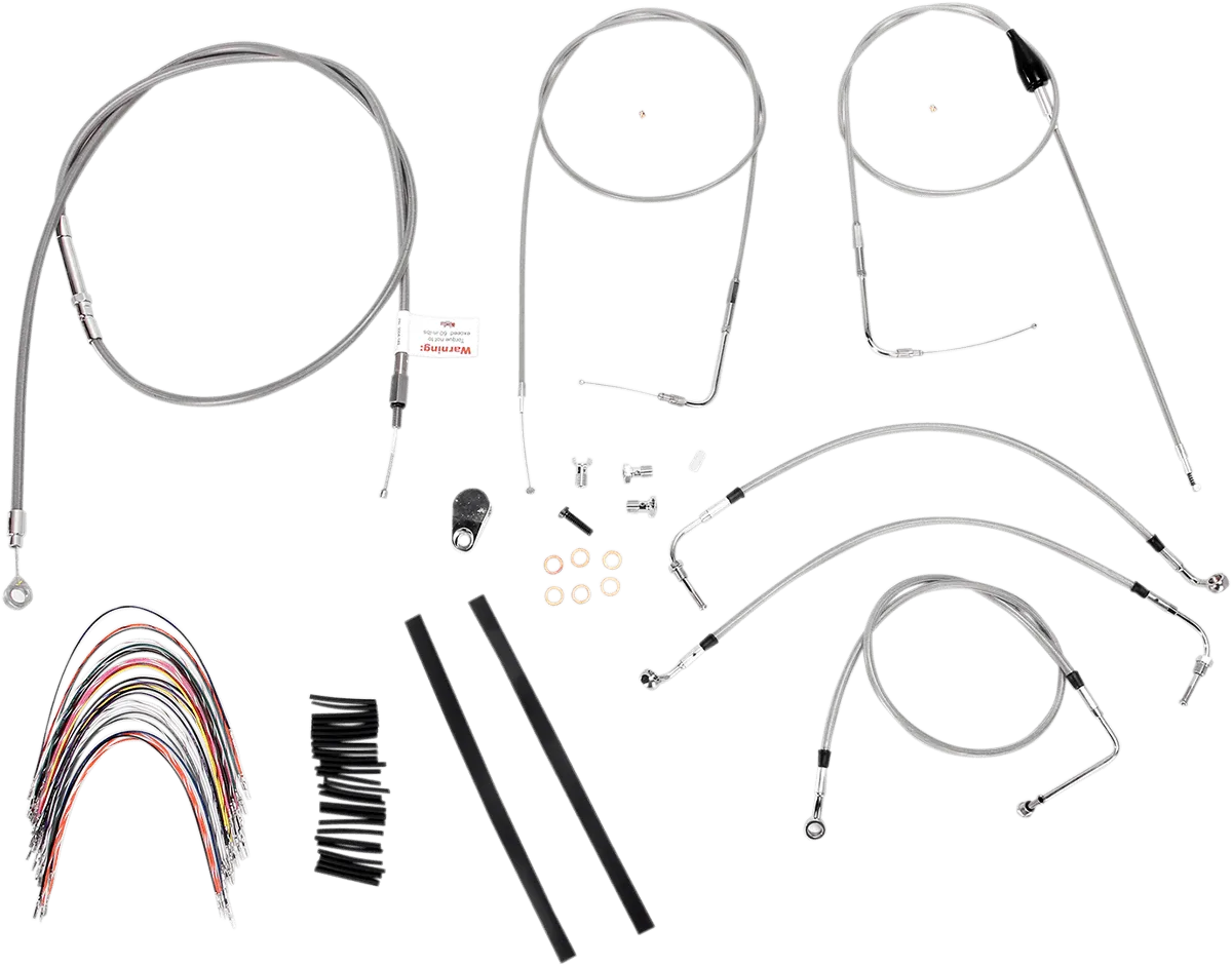 Burly Brand B30-1088 Extended Cable/Brake Line Kit for 14in. Gorilla Handlebars - Stainless Steel