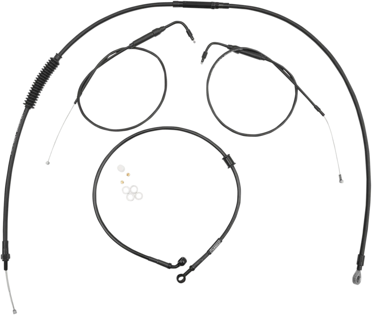Burly Brand B30-1098 Extended Cable/Brake Line Kit for Clubman Handlebars - Black Vinyl