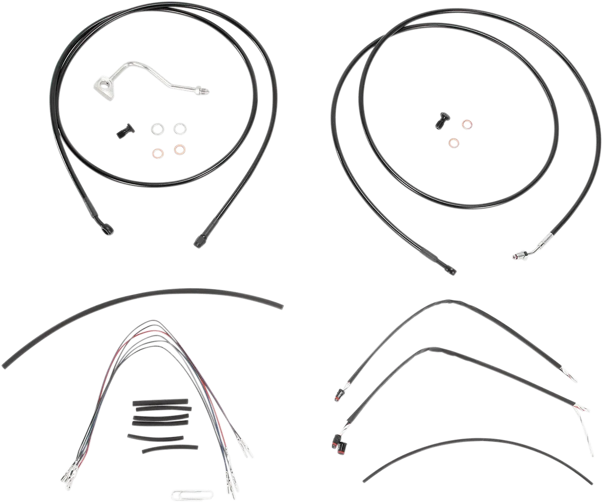 Burly Brand B30-1116 Extended Cable/Brake Line Kit for 15in. Ape Handlebars - Black Vinyl