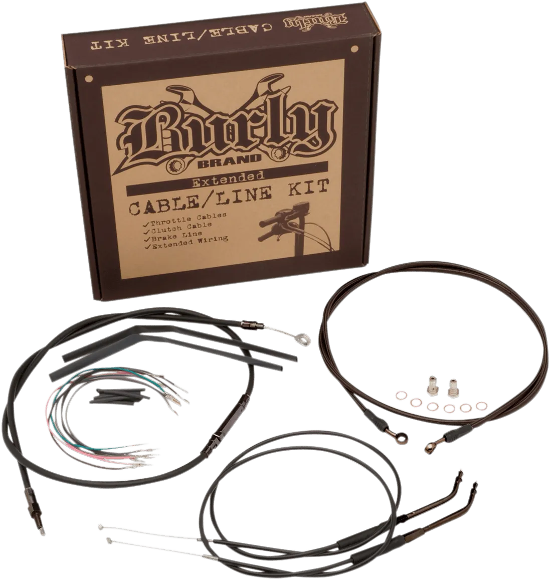 Burly Brand B30-1125 Extended Cable/Brake Line Kit for 16in. Ape Handlebars - Black