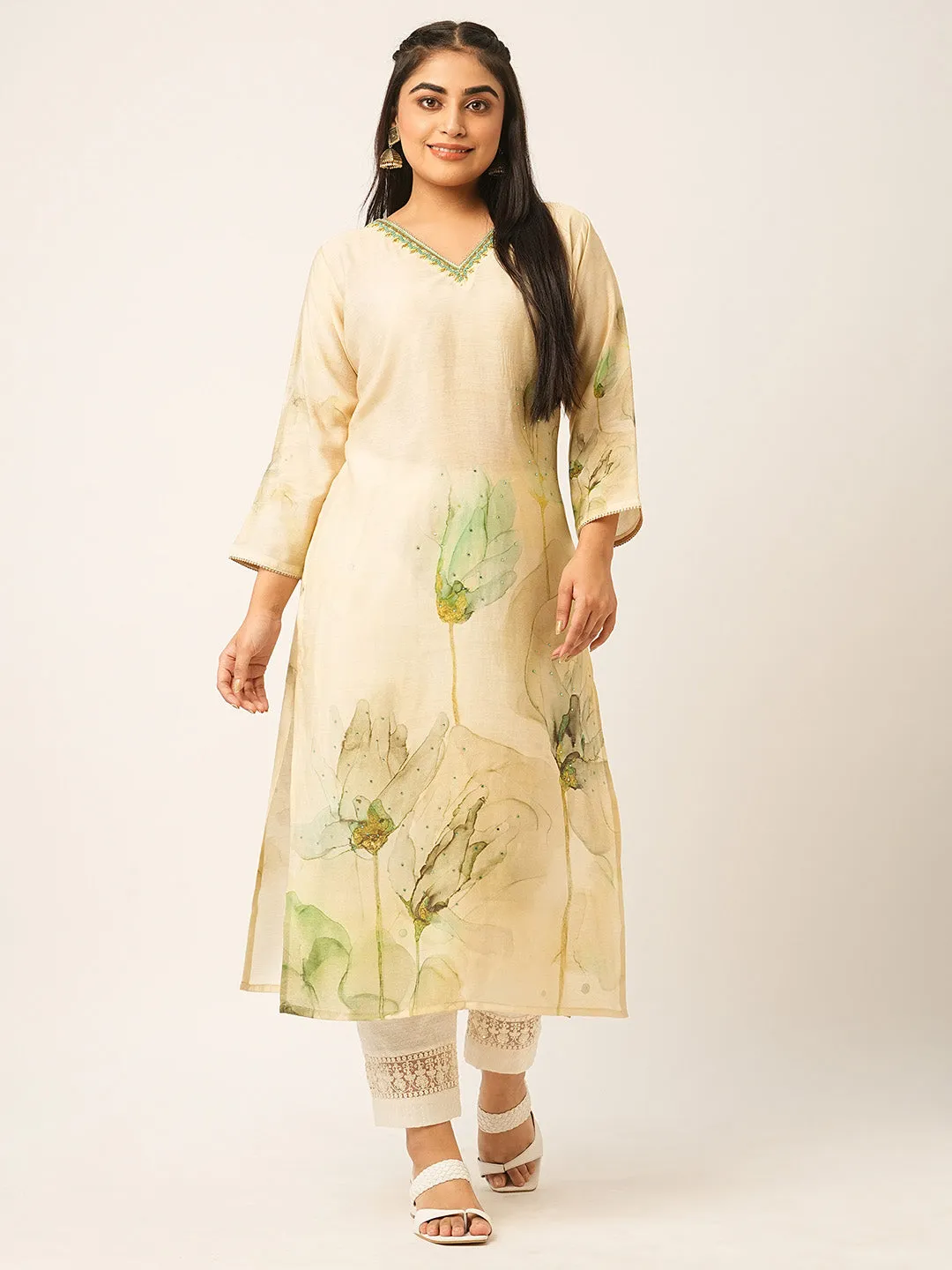 Buy Beige Comfort Fit Muslin Kurta for women online India - Zola