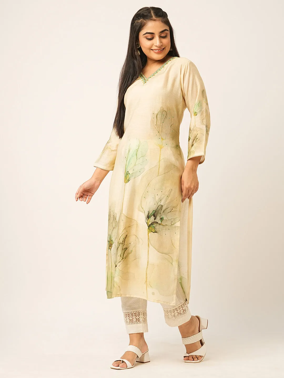 Buy Beige Comfort Fit Muslin Kurta for women online India - Zola