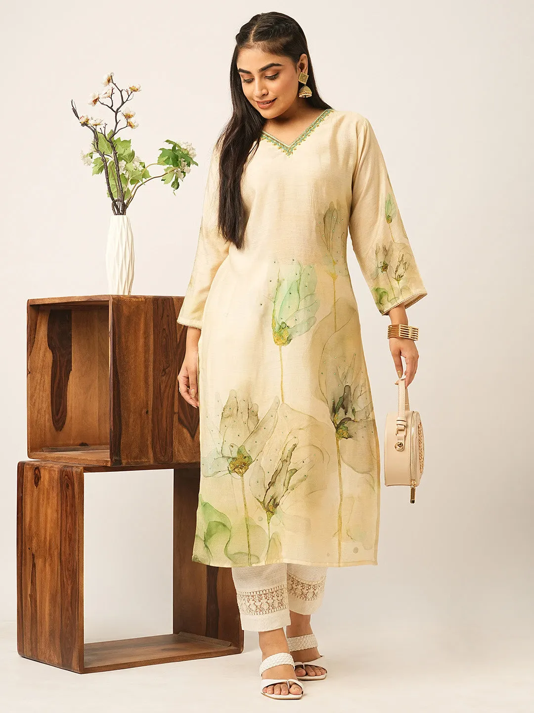 Buy Beige Comfort Fit Muslin Kurta for women online India - Zola