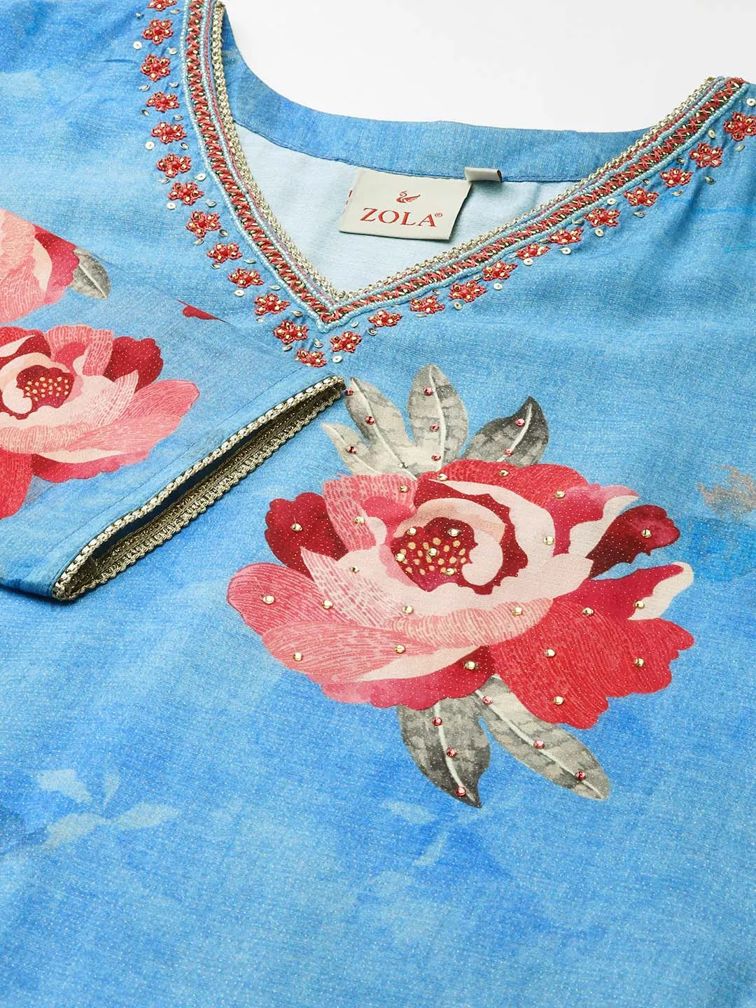 Buy Blue Comfort Fit Muslin Kurta for women online India - Zola
