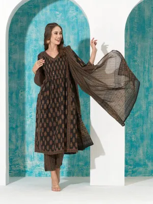 Buy Brown Comfort Fit Cotton Suit Set for Women Online - Zola