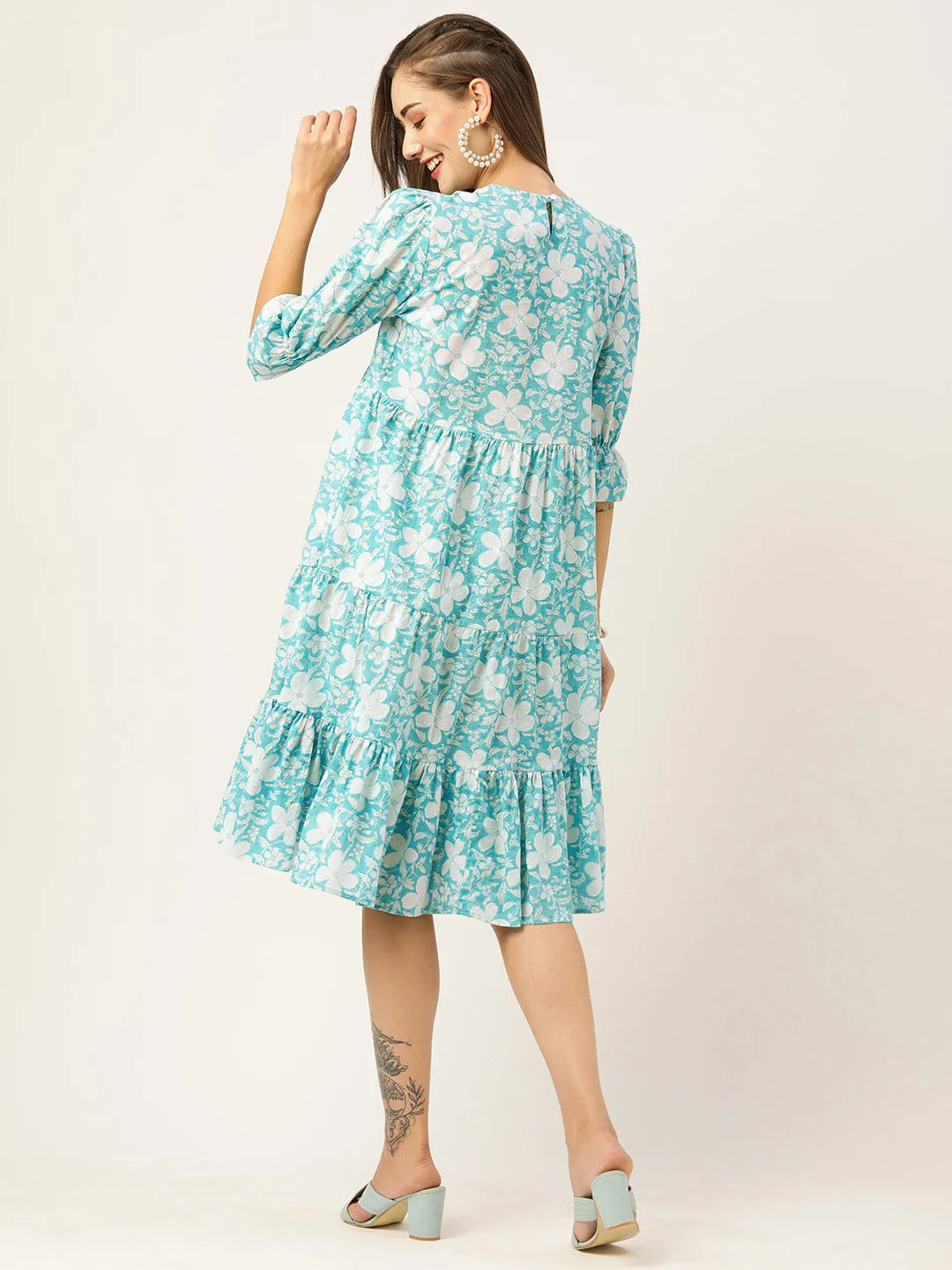 Buy SkyBlue Comfort Fit Cotton Ethnic Dress for Women Online - Zola
