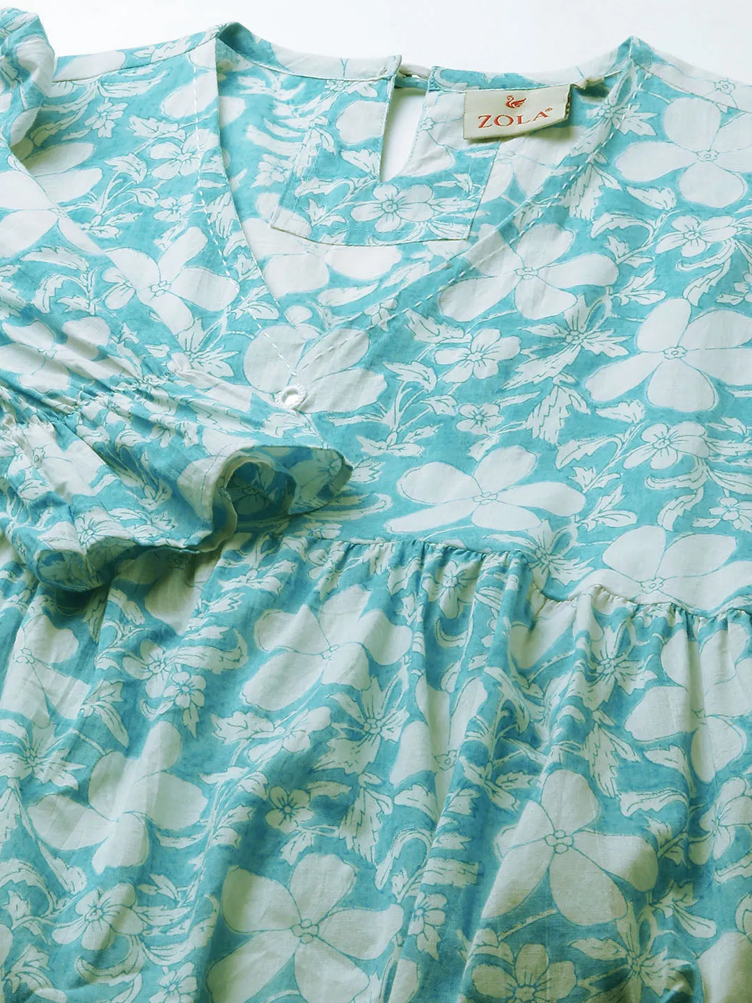 Buy SkyBlue Comfort Fit Cotton Ethnic Dress for Women Online - Zola