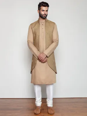 Caramel Trikona Knots Long Bundi Set