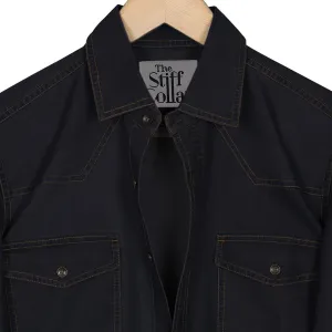 Carbon Black Raw Washed Denim Shirt