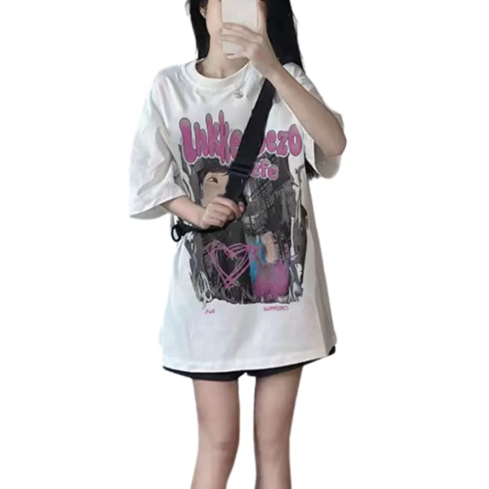 Cartoon Heart Graffiti Oversize T-shirt