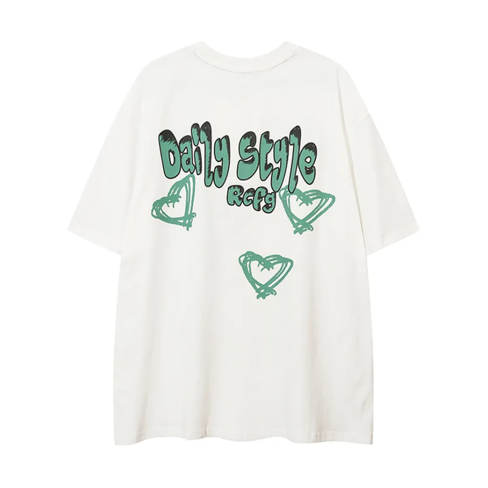 Cartoon Heart Graffiti Oversize T-shirt