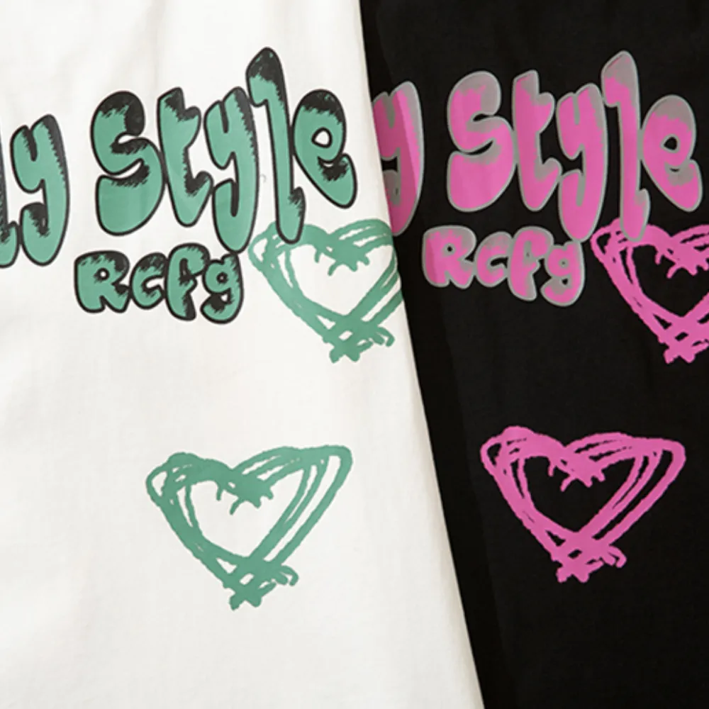 Cartoon Heart Graffiti Oversize T-shirt