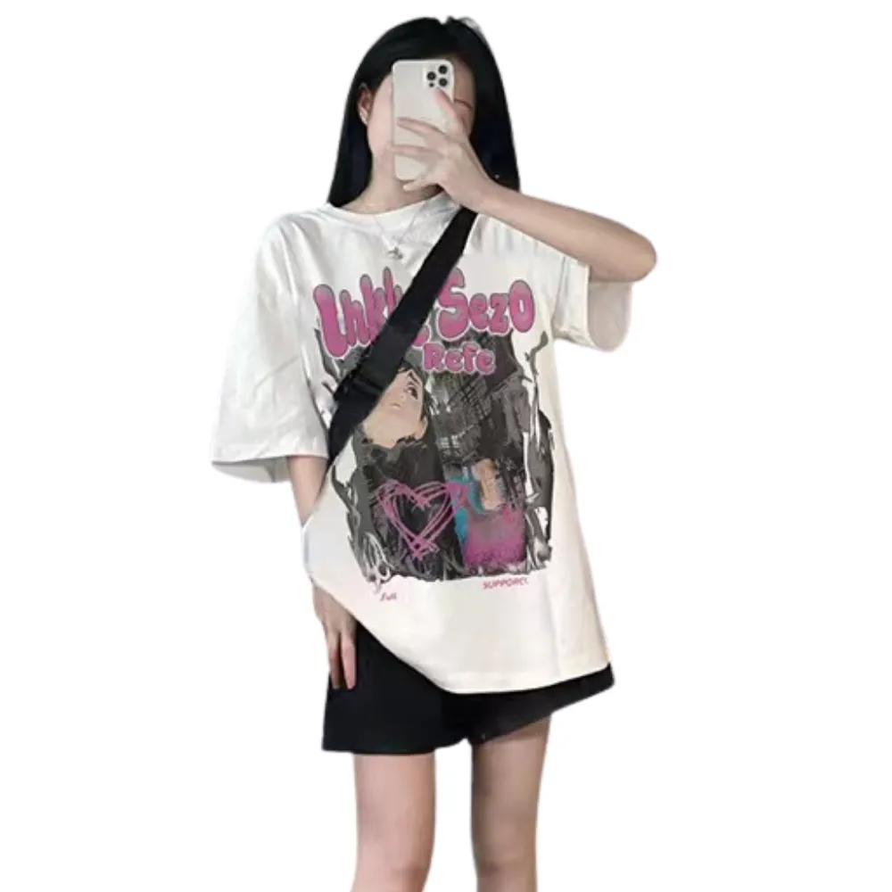 Cartoon Heart Graffiti Oversize T-shirt