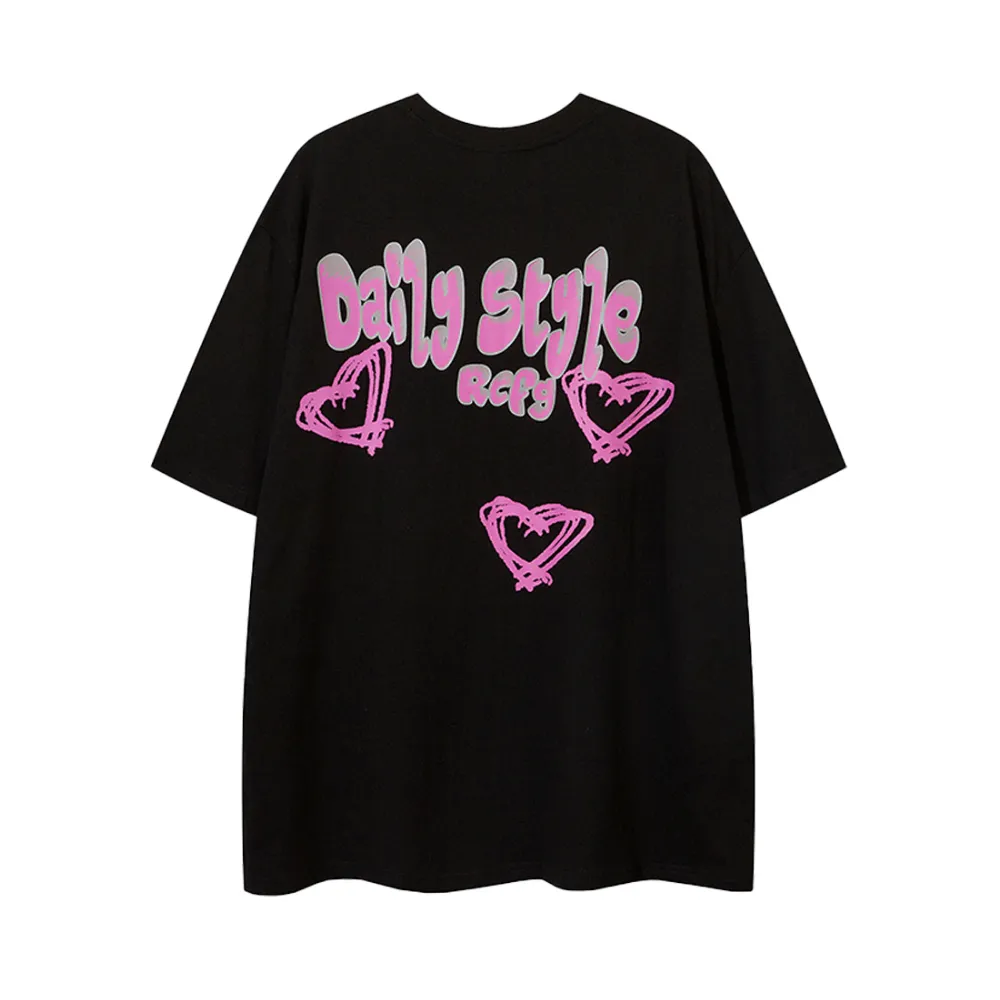 Cartoon Heart Graffiti Oversize T-shirt