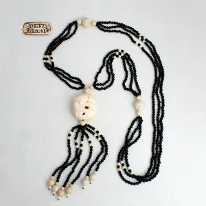 Carved Bone Tassel Necklace