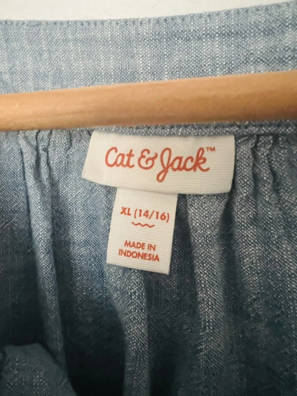 CAT & JACK Girls XL 14/16 Embroidered Shirt Dress Denim Blue Aztec Western Boho