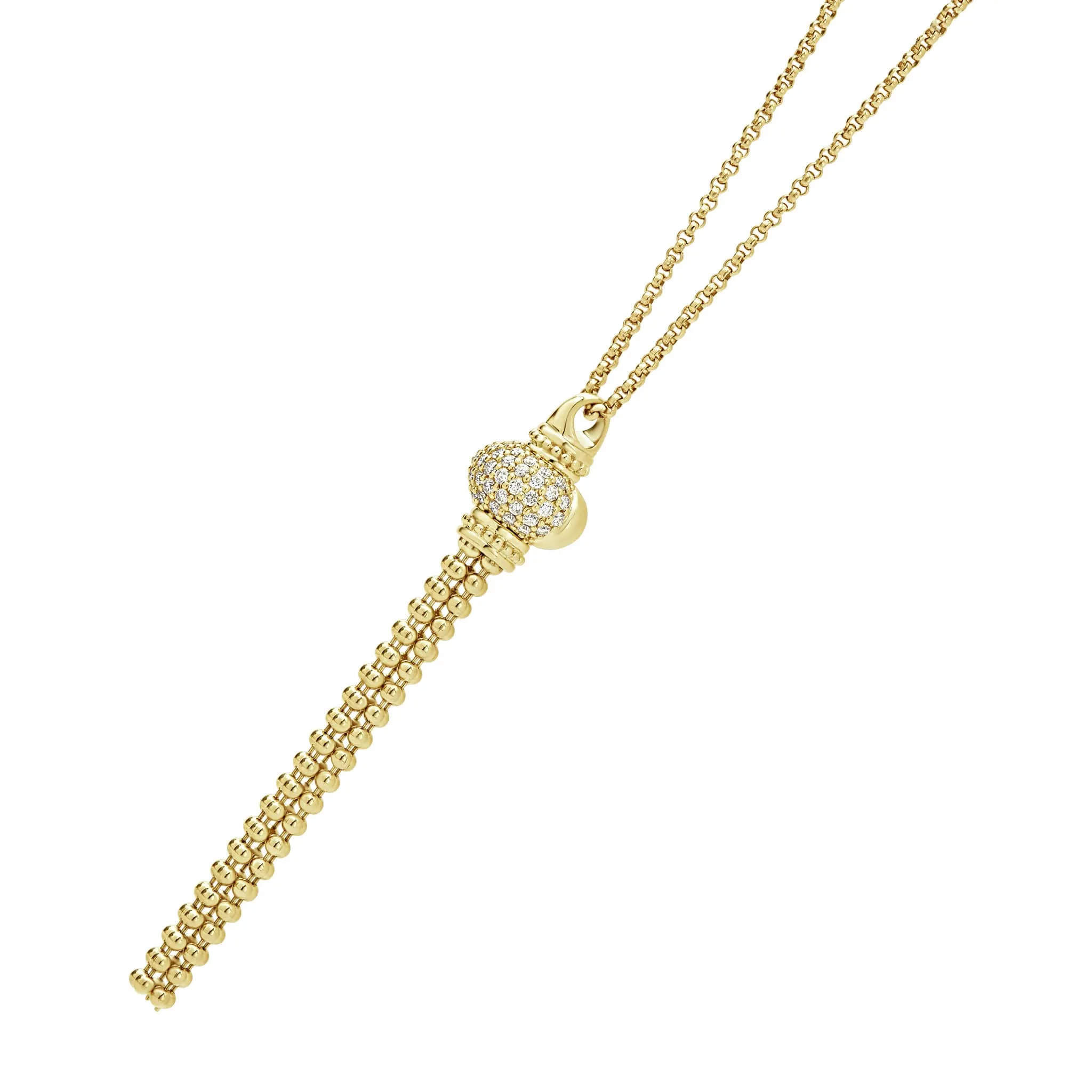 Caviar Gold Caviar Tassel Diamond Pendant Necklace