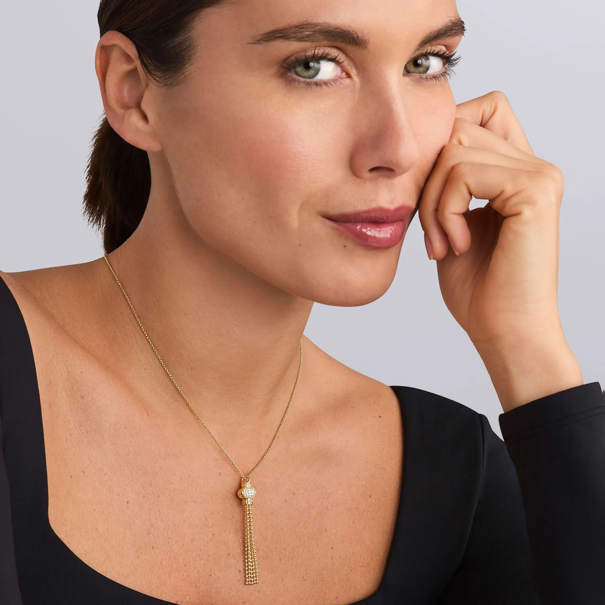 Caviar Gold Caviar Tassel Diamond Pendant Necklace