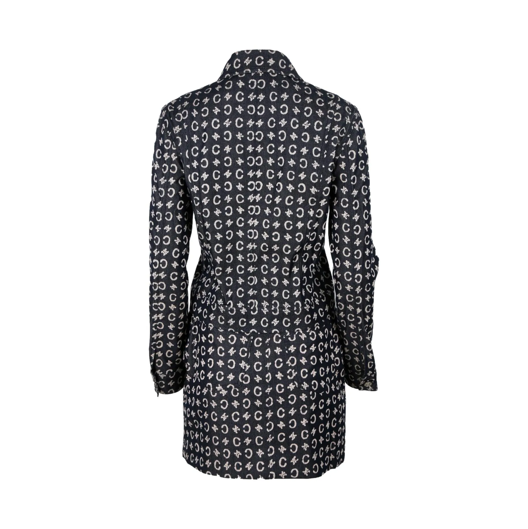 Celine Navy Denim Logo Skirt Set