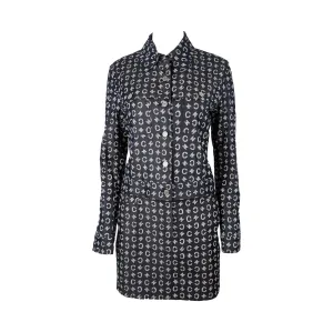 Celine Navy Denim Logo Skirt Set