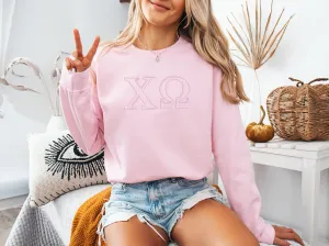 Chi Omega Monochromatic Embroidered Crewneck