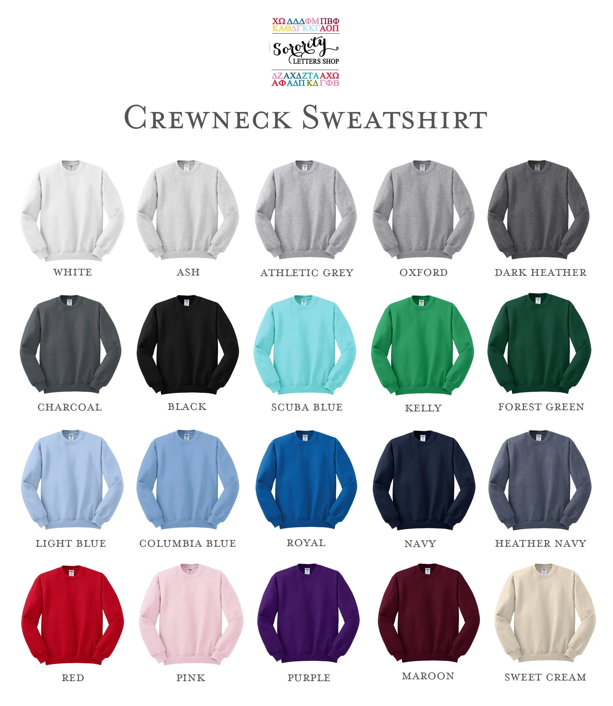Chi Omega Monochromatic Embroidered Crewneck
