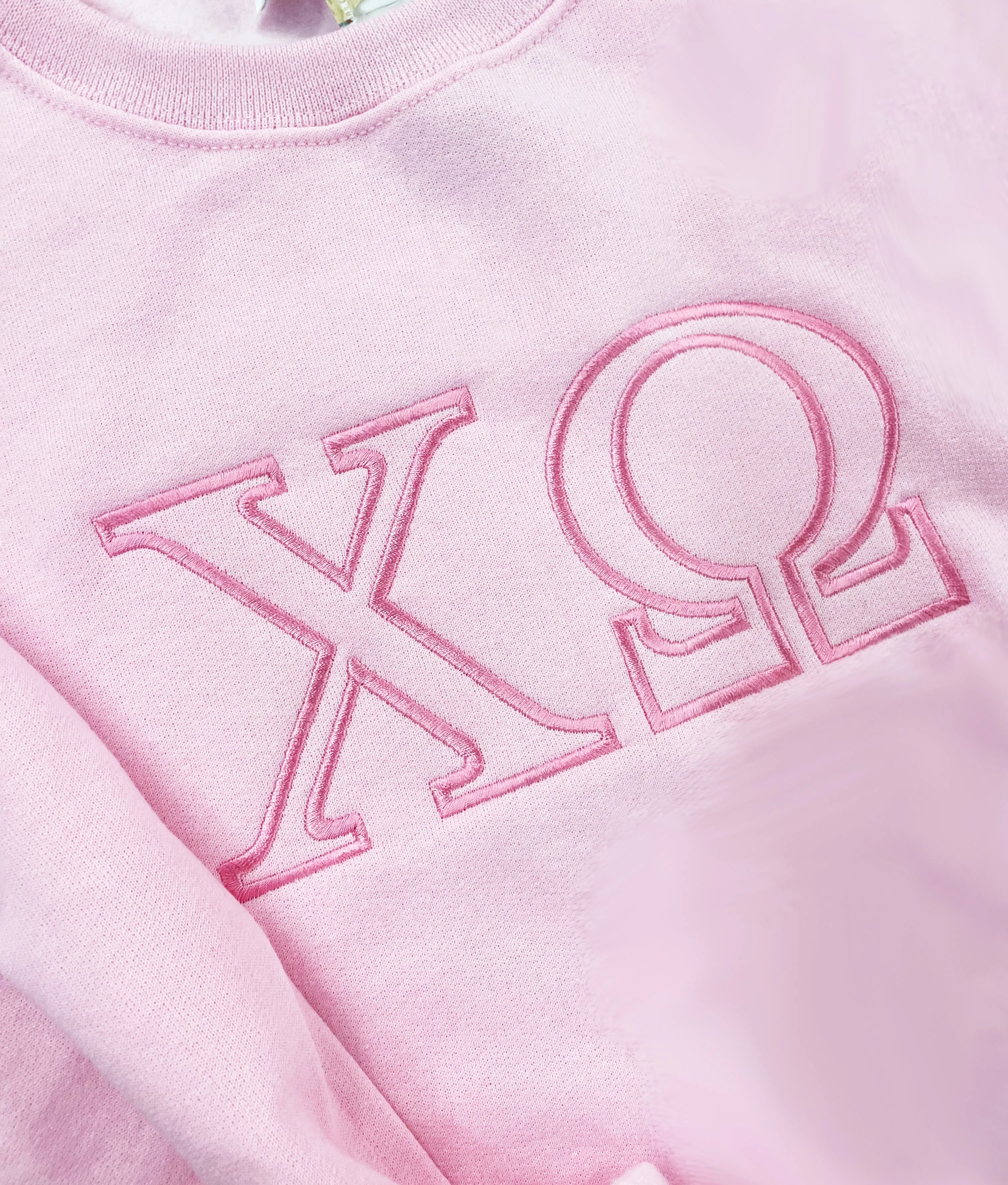 Chi Omega Monochromatic Embroidered Crewneck