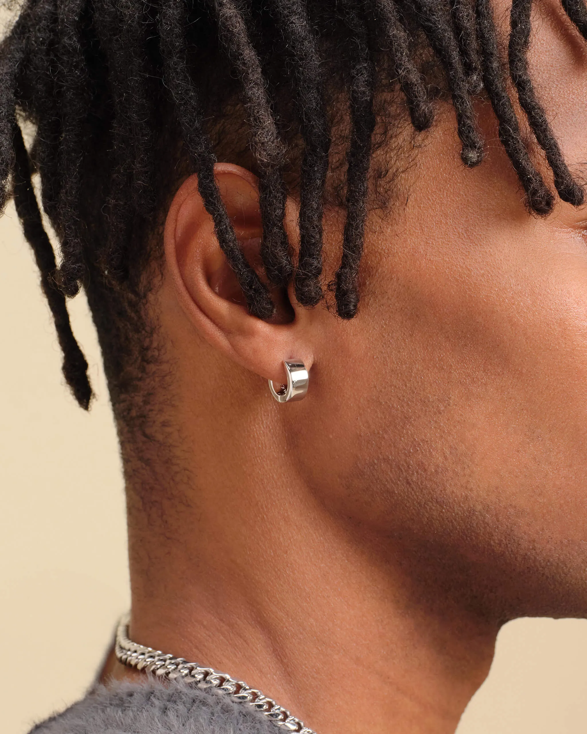 Chunkie Huggie Earrings - Silver