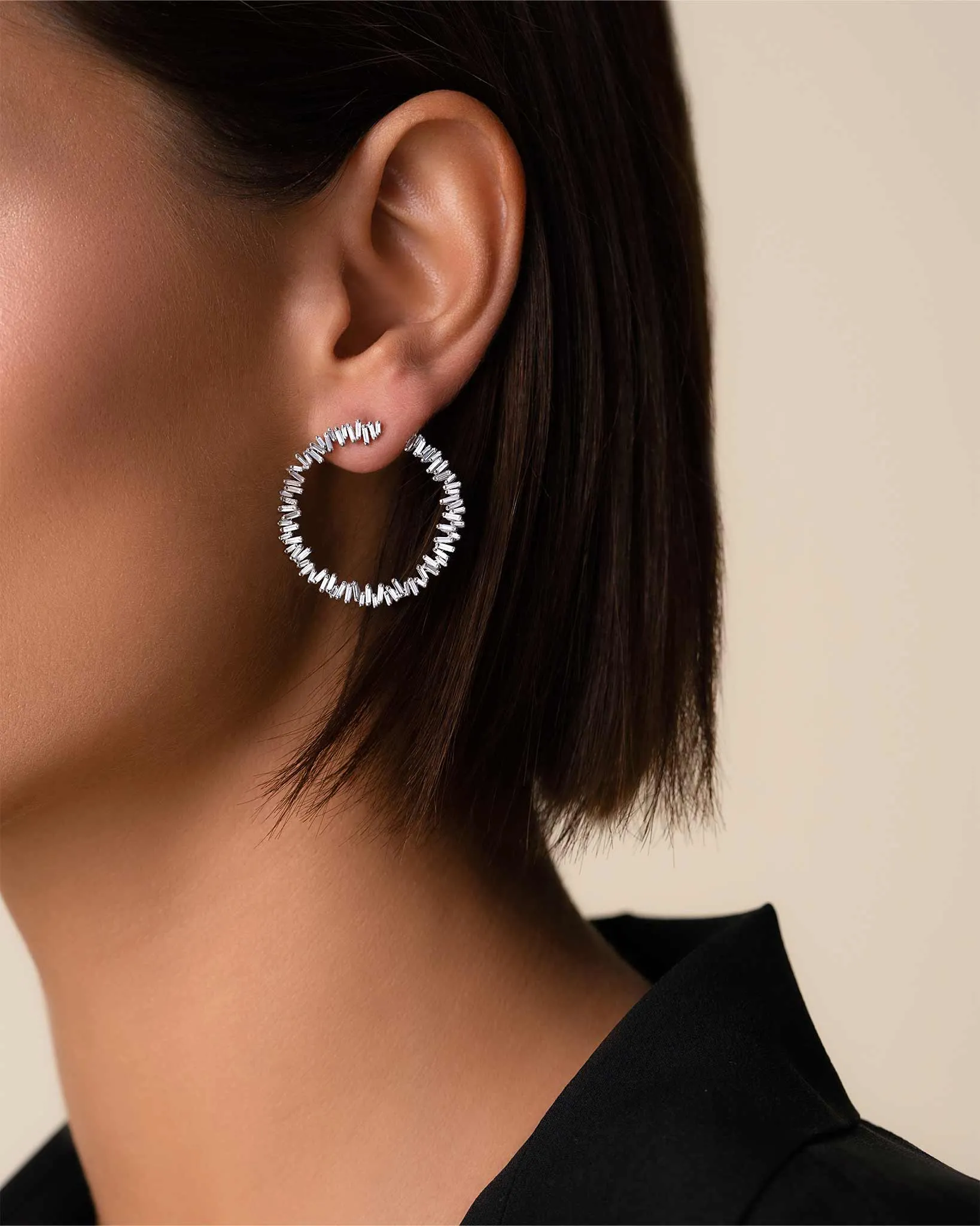 Classic Diamond Midi Sideways Hoops