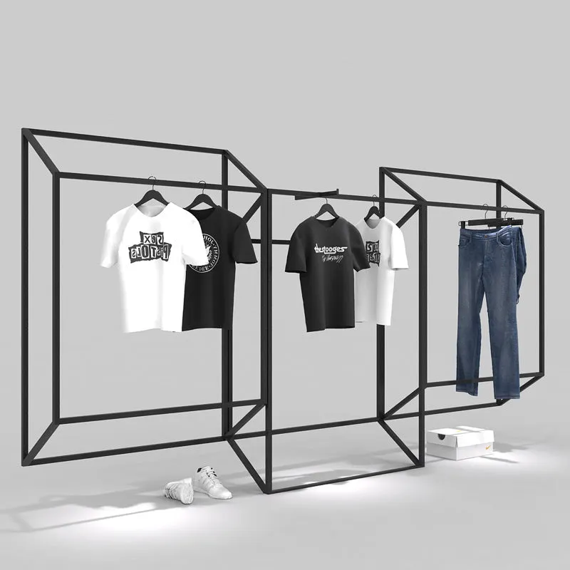Clothes Rack Display Shelf Minimalist Display Shelf Floor to Ceiling Shelf Hanging Clothes Rack