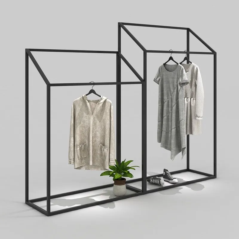 Clothes Rack Display Shelf Minimalist Display Shelf Floor to Ceiling Shelf Hanging Clothes Rack