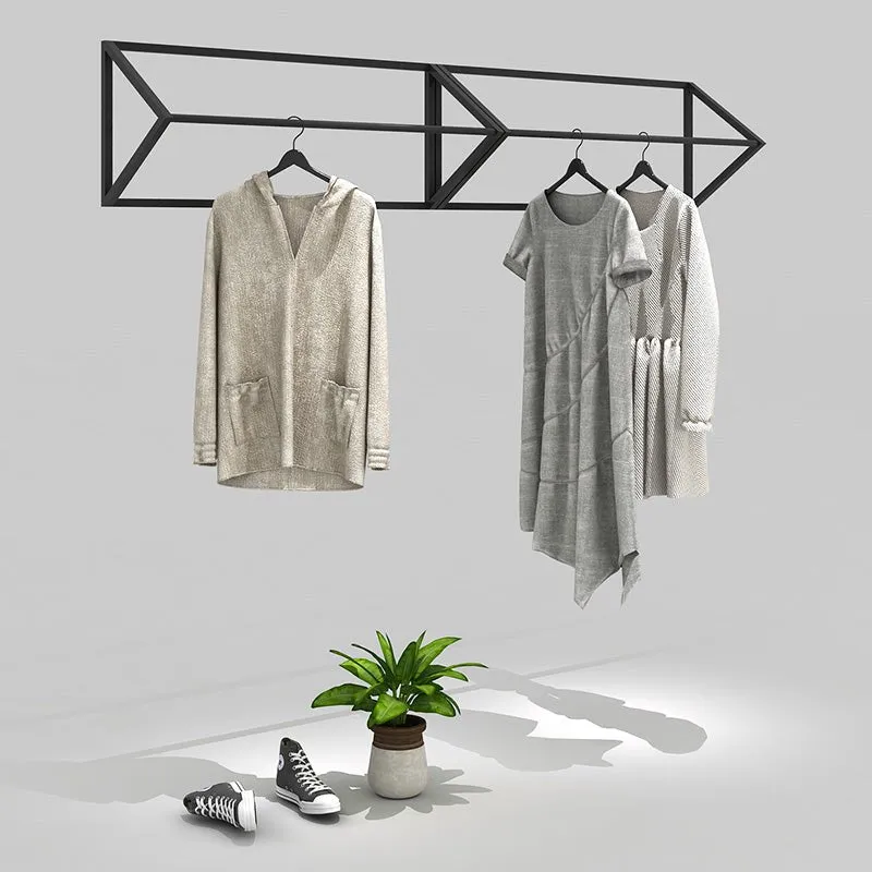 Clothes Rack Display Shelf Minimalist Display Shelf Floor to Ceiling Shelf Hanging Clothes Rack
