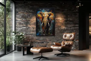 Colorful Graffiti Elephant Framed Canvas Wall Art