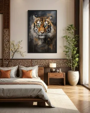 Colorful Tiger Abstract Graffiti Framed Canvas Wall Art