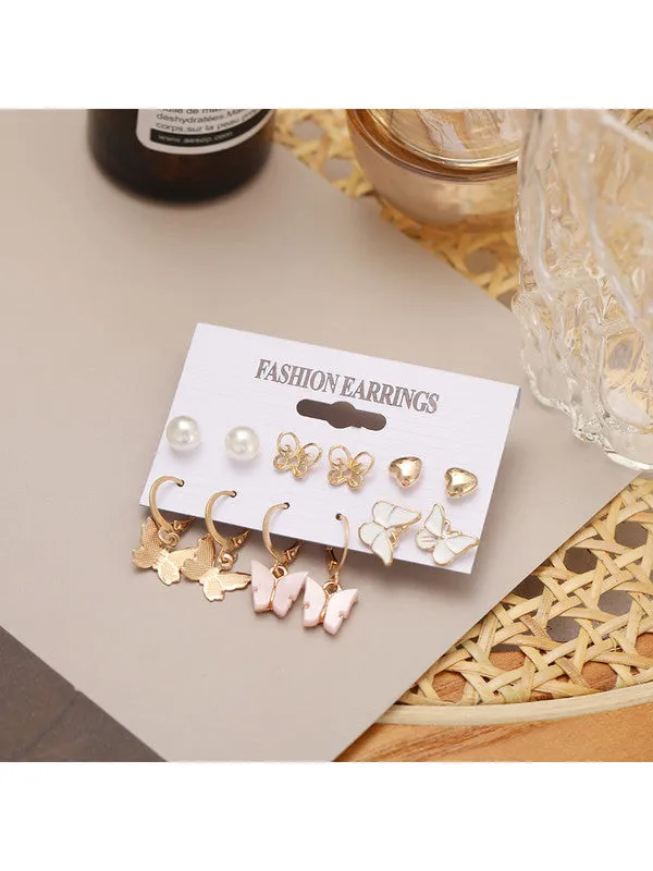 Combo Of Pink Butterfly Pendant With Earring Set