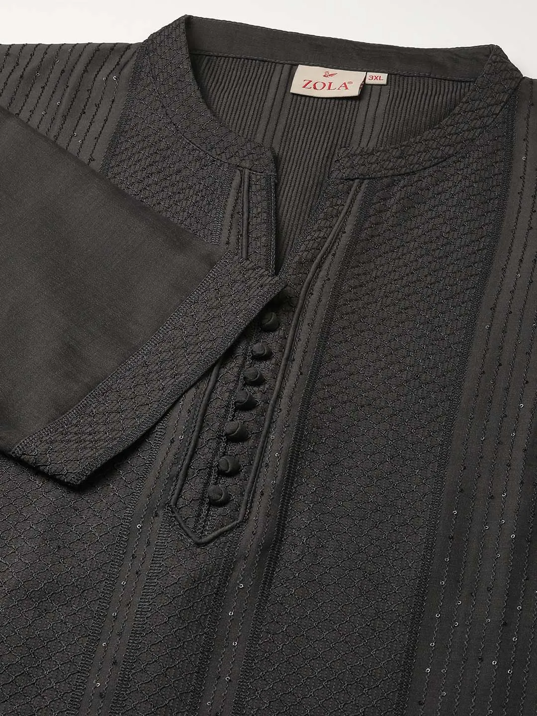 Comfort Fit Dark Grey Chanderi Silk Kurta for Women Online - Zola
